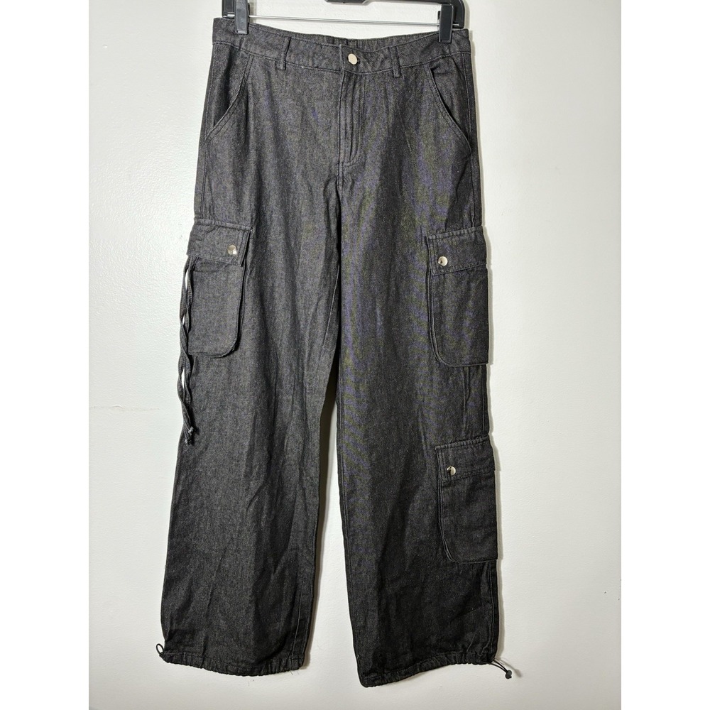 NEW! Pacsun Wide Leg Cargo Pants Sz Small Black Retro Skater Goth